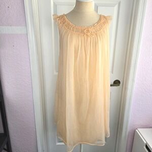 Texsheen Vtg Peach Chiffon Babydoll Nightie Nightgown Size 32 Lingerie Granny